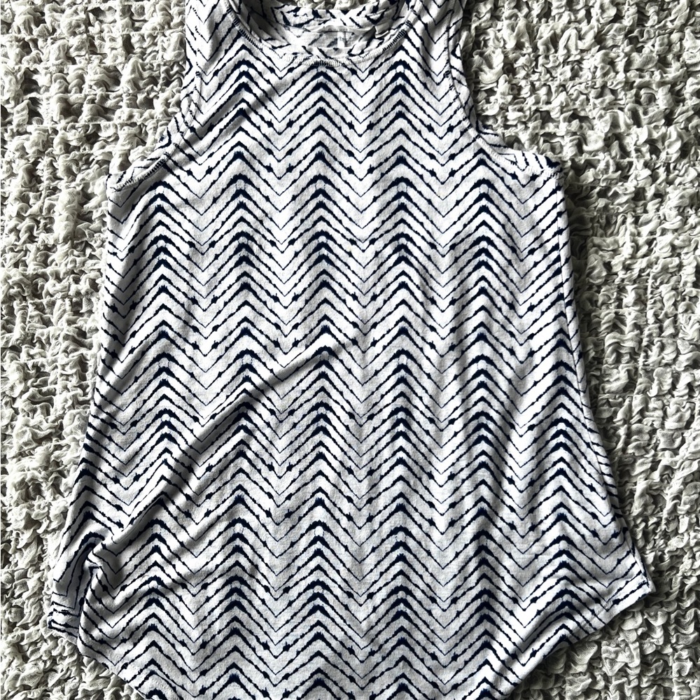 Athleta Navy and White Chevron Top size M